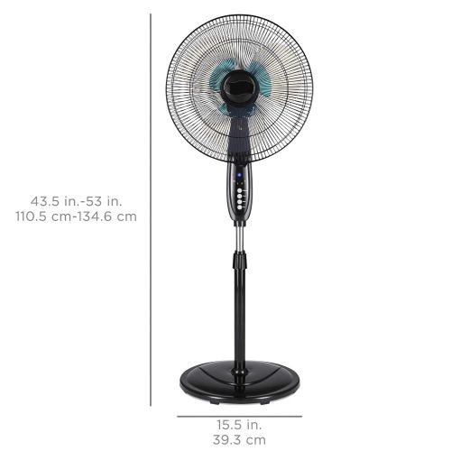  Blossom store 16in Black Durable Oscillating Pedestal Fan w/Timer, Double Blades, Remote Control