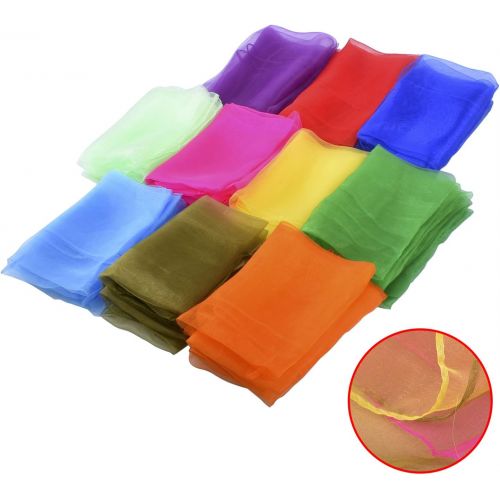  [아마존베스트]Blovec Juggling Silk Scarves, 30 pcs Square Dance Scarf Magic Movement Scarves Performance Props Accessories 24 by 24 Inch in 10 Colors