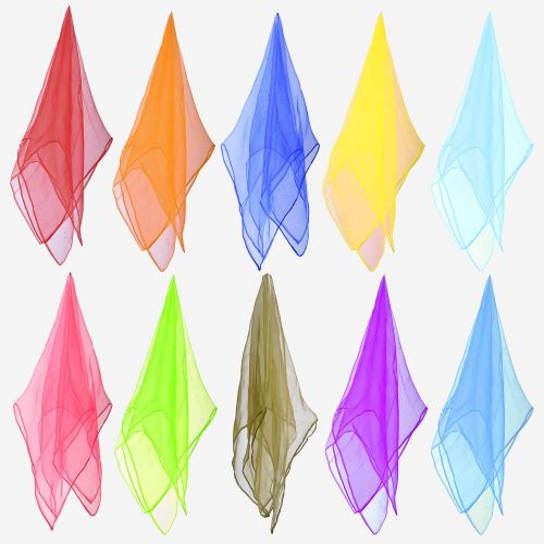  [아마존베스트]Blovec Juggling Silk Scarves, 30 pcs Square Dance Scarf Magic Movement Scarves Performance Props Accessories 24 by 24 Inch in 10 Colors