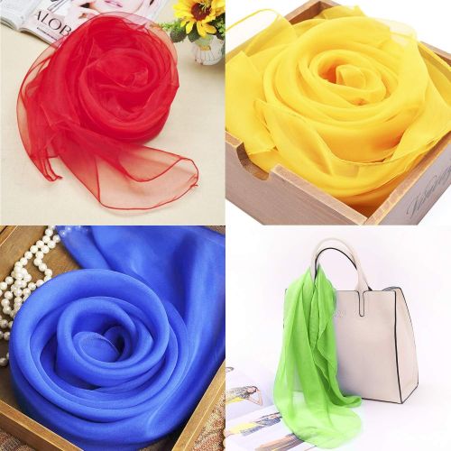  [아마존베스트]Blovec Juggling Silk Scarves, 30 pcs Square Dance Scarf Magic Movement Scarves Performance Props Accessories 24 by 24 Inch in 10 Colors