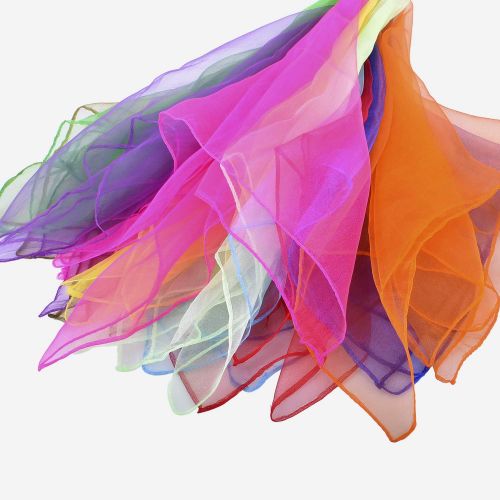  [아마존베스트]Blovec Juggling Silk Scarves, 30 pcs Square Dance Scarf Magic Movement Scarves Performance Props Accessories 24 by 24 Inch in 10 Colors