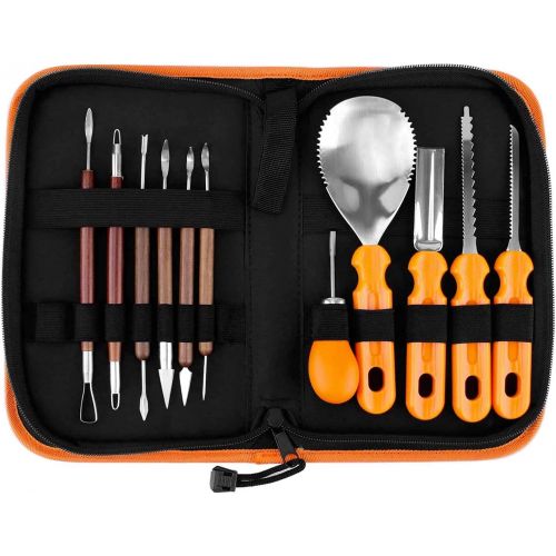  Halloween Pumpkin Carving Kit, Blovec 11 Pieces Professional Stainless Steel Pumpkin Carving Tools Easily Sculpting Halloween Jack-O-Lanterns with Carrying Case