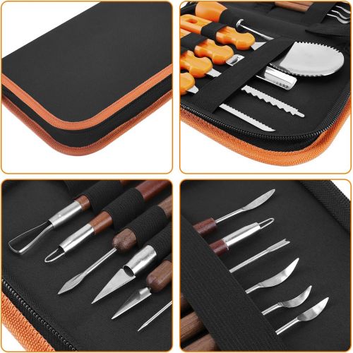  Halloween Pumpkin Carving Kit, Blovec 11 Pieces Professional Stainless Steel Pumpkin Carving Tools Easily Sculpting Halloween Jack-O-Lanterns with Carrying Case