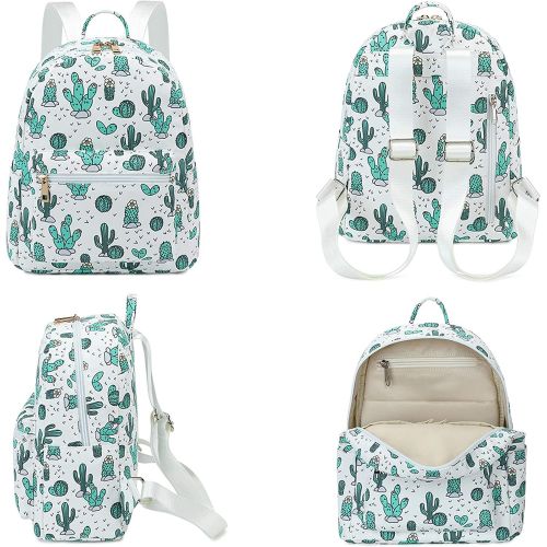 Bluboon Girls Mini Backpack Womens Small Backpack Purse Teens Cute Cactus Travel Backpack Casual School Bookbag (White)