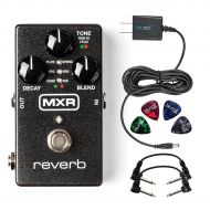 MXR M300 Reverb Pedal Bundle with 2-Pack of Hosa CFS-106 6 Guitar Patch Cables, Blucoil Power Supply Slim AC/DC Adapter for 9 Volt DC 670mA and 4-Pack of Guitar Picks