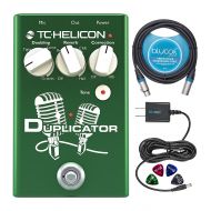 TC Helicon Duplicator Vocal Effects Stompbox Bundle with Blucoil Slim 9V 670ma Power Supply AC Adapter, 10-FT Balanced XLR Cable, and 4-Pack of Celluloid Guitar Picks
