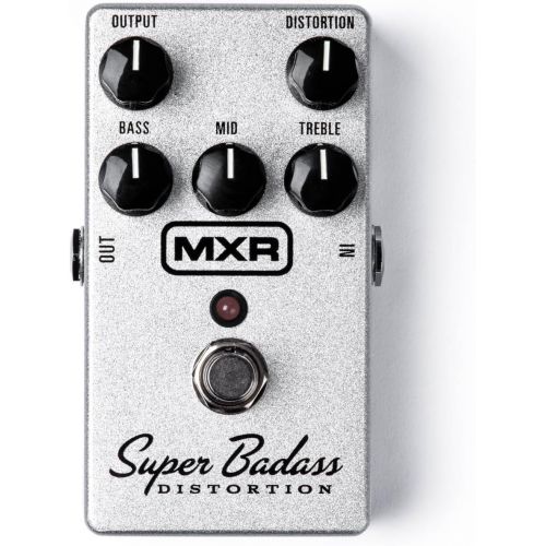  MXR M75 Super Badass Distortion Pedal Bundle with Blucoil Slim 9V 670ma Power Supply AC Adapter, 2-Pack of Pedal Patch Cables, and 4-Pack of Celluloid Guitar Picks