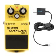 BOSS SD-1 Super Overdrive Guitar Effects Pedal Bundle with Blucoil Slim 9V 670ma Power Supply AC Adapter