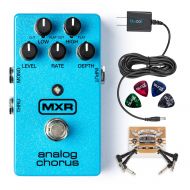 MXR M234 Analog Chorus Pedal Bundle with Blucoil Slim 9V 670ma Power Supply AC Adapter, 2-Pack of Pedal Patch Cables and 4-Pack of Celluloid Guitar Picks
