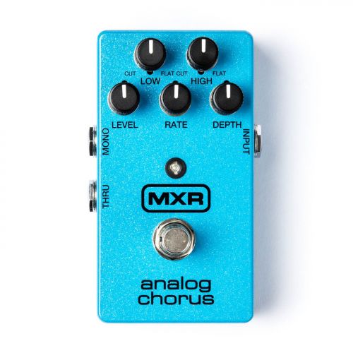  MXR M234 Analog Chorus Pedal Bundle with Blucoil Slim 9V 670ma Power Supply AC Adapter, 2-Pack of Pedal Patch Cables and 4-Pack of Celluloid Guitar Picks