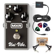 MXR M68 Uni-Vibe Chorus/Vibrato Pedal Bundle with 2-Pack of Pedal Patch Cables, Blucoil Slim 9V 670ma Power Supply AC Adapter and 4-Pack of Celluloid Guitar Picks