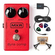 MXR M102 Dyna Comp Compressor Pedal Bundle with Blucoil Slim 9V 670ma Power Supply AC Adapter, 2-Pack of Blucoil Pedal Patch Cables and 4-Pack of Celluloid Guitar Picks