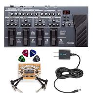 BOSS ME-80 Multi-Effects Processor with Expression Pedal and 8 Footswitches Bundle with Blucoil Slim 9V Power Supply AC Adapter, 2-Pack of Pedal Patch Cables and 4-Pack of Guitar P