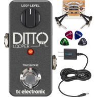 TC Electronic Ditto Looper Effects Pedal Bundled with Blucoil Slim 9V 670ma Power Supply AC Adapter, 2-Pack of Pedal Patch Cables, and 4-Pack of Celluloid Guitar Picks