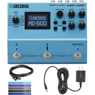 BOSS MD-500 Modulation Multi-Effects Pedal with True Bypass Bundle with Hosa MID-305BK 5-ft MIDI Cable, Blucoil Power Supply Slim AC/DC Adapter for 9 Volt DC 670mA and 5-Pack of Ca