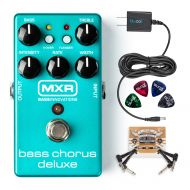 MXR M83 Bass Chorus Deluxe Pedal Bundle with Blucoil Slim 9V 670ma Power Supply AC Adapter, 2-Pack of Pedal Patch Cables and 4-Pack of Celluloid Guitar Picks