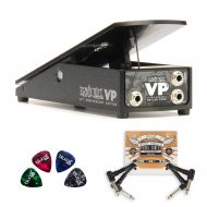 Ernie Ball VP 40th Anniversary Limited Edition Black Volume Pedal (6110) Bundle with 2-Pack of Blucoil Pedal Patch Cables and 4 Pack of Celluloid Guitar Picks