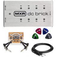 MXR M237 DC Brick Power Supply with 9V / 18V Outputs Bundle with Hosa 3-Ft CPP-103 Unbalanced Audio Cable, 2-Pack of Blucoil Pedal Patch Cables and 4-Pack of Celluloid Guitar Picks