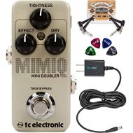 TC Electronic Mimiq Mini Doubler Pedal with True Bypass Bundle with Blucoil Slim 9V 670ma Power Supply AC Adapter, 2-Pack of Pedal Patch Cables, and 4-Pack of Celluloid Guitar Pick