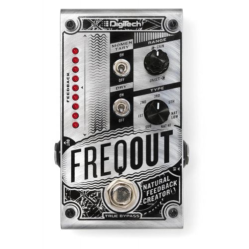  DigiTech FreqOut Natural Feedback Creator Effects Pedal Bundle with Blucoil Slim 9V 670ma Power Supply AC Adapter, 10-FT Mono Instrument Cable, 2-Pack of Pedal Patch Cables, and 4x