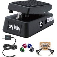 Jim Dunlop CBM95 Cry Baby Mini Wah Pedal Bundle with 2-Pack of Blucoil Pedal Patches, Slim 9V 670ma Power Supply AC Adapter and 4-Pack of Celluloid Guitar Picks