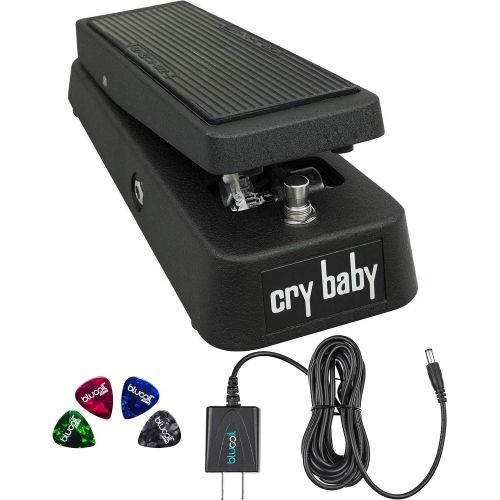  Jim Dunlop GCB95 Cry Baby Standard Wah Pedal Bundle with Blucoil Power Supply Slim AC/DC Adapter for 9 Volt DC 670mA and 4 Guitar Picks