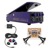 Ernie Ball Expression Tremolo Pedal (6188) Electric Guitar with Built-in Reverb Effects Bundle with Blucoil Pedal Patch Cables (2-Pack), 9V DC 670mA Power Supply Adapter and 4 Cell