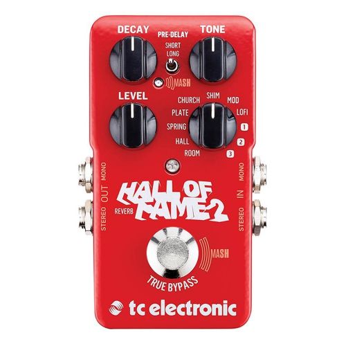  TC Electronic Hall of Fame 2 Reverb Pedal with TonePrint Bundle with Blucoil Power Supply Slim AC/DC Adapter for 9 Volt DC 670mA, 2-Pack of Pedal Patch Cables and 4-Pack of Cellulo