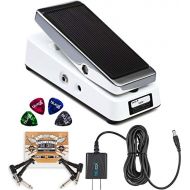 Xotic Wah XW-1 Guitar Effects Pedal with True Bypass Switch Bundle with Blucoil Slim 9V 670ma Power Supply AC Adapter, 2-Pack of Pedal Patch Cables, and 4-Pack of Celluloid Guitar