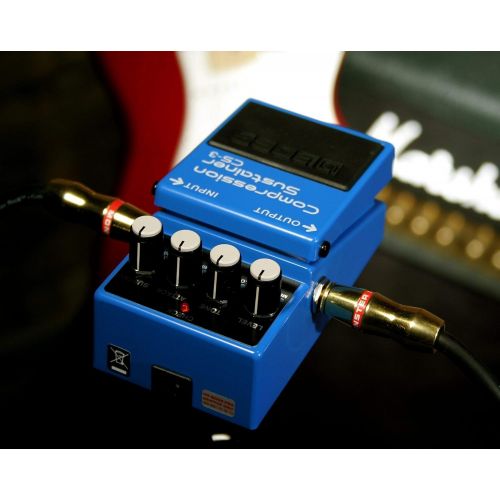  Boss CS-3 Compressor Sustainer Pedal Bundle with Blucoil Power Supply Slim AC/DC Adapter for 9 Volt DC 670mA and 4-Pack of Guitar Picks