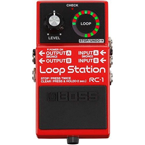  Boss RC-1 Stereo Loop Station Bundle with Blucoil Slim 9V Power Supply AC Adapter and 4-Pack of Celluloid Guitar Picks