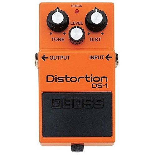  BOSS DS-1 Distortion Pedal Bundle with Blucoil Slim 9V 670ma Power Supply AC Adapter, 2-Pack of Pedal Patch Cables, and 4-Pack of Celluloid Guitar Picks