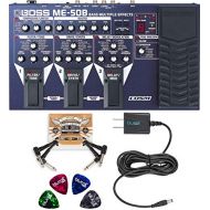 BOSS ME-50B Bass Multi-Effects Pedal Bundle with Blucoil 9V DC Power Supply with Short Circuit Protection, 4-Pack of Celluloid Guitar Picks and 2-Pack of Pedal Patch Cables