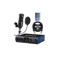 PreSonus Studio 24c 2x2, 192 kHz, USB Audio Interface for Mac & Windows Bundle with Studio One Artist Software, Audio Technica AT2020 Microphone, Blucoil 10 XLR Cable, Pop Filter,