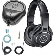 Audio Technica ATH-M40x Professional Studio Monitor Dynamic Headphones Bundle with Blucoil 6-FT Headphone Extension Cable (3.5mm), and Slappa Full-Sized HardBody Pro Headphone Case
