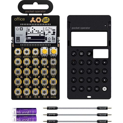  Teenage Engineering Pocket Operator PO-24 Office Operator Office Noise Sequencer Bundle with CA-X Silicone Case, Blucoil 3-Pack of 7 Audio Aux Cables, and 2 AAA Batteries