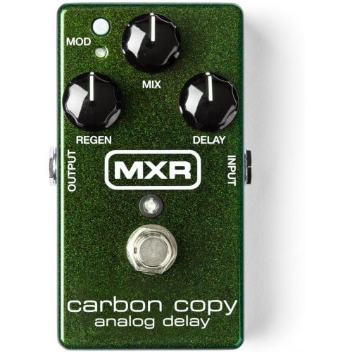  MXR M169 Carbon Copy Analog Delay Pedal Bundle with Blucoil Slim 9V 670mA Power Supply AC Adapter, 2-Pack of Pedal Patch Cables, and 4-Pack of Celluloid Guitar Picks