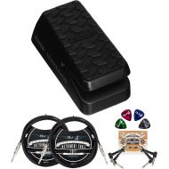 Jim Dunlop DVP4 Volume (X) Mini Pedal for Electric Guitars Bundle with Blucoil 2-Pack of 10-FT Straight Instrument Cables (1/4in), 2-Pack of Pedal Patch Cables, and 4-Pack of Cellu