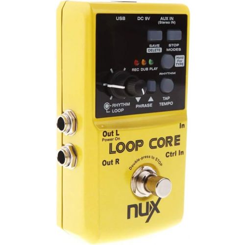  NUX Loop Core Looper Effects Pedal with Tap Tempo Bundle with Blucoil Slim 9V 670ma Power Supply AC Adapter, 2-Pack of Pedal Patch Cables, and 4-Pack of Celluloid Guitar Picks