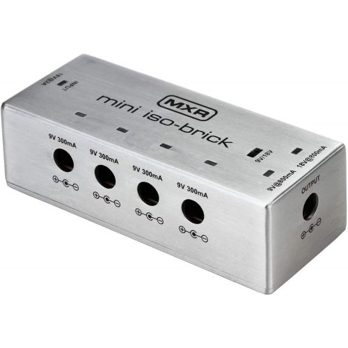  MXR M239 Mini Iso-Brick Isolated Power Supply for Effects Pedals Bundle with Blucoil 10-FT Straight Instrument Cable (1/4in), 2-Pack of Pedal Patch Cables, and 4-Pack of Celluloid