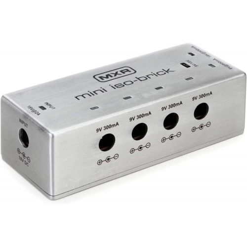  MXR M239 Mini Iso-Brick Isolated Power Supply for Effects Pedals Bundle with Blucoil 10-FT Straight Instrument Cable (1/4in), 2-Pack of Pedal Patch Cables, and 4-Pack of Celluloid