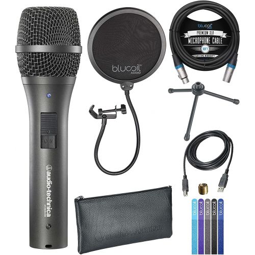  [아마존베스트]Audio-Technica AT2005USB Cardioid Dynamic USB and XLR Microphone for Voiceover, Podcasting, Music Recording Bundle with Blucoil Pop Filter Windscreen, 10-FT Balanced XLR Cable, and