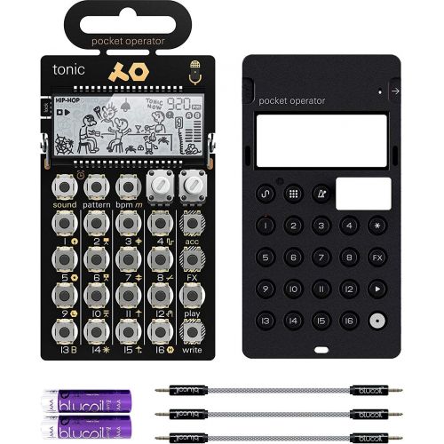  [아마존베스트]Teenage Engineering PO-32 Pocket Operator Tonic Drum Synth Bundle with CA-X Silicone Case, Blucoil 3-Pack of 7 Audio Aux Cables, and 2 AAA Batteries