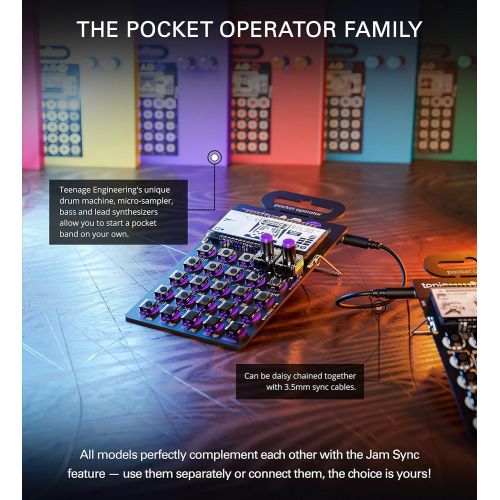  [아마존베스트]Teenage Engineering PO-20 Pocket Operator Arcade Synthesizer Bundle with CA-X Silicone Case, Blucoil 3-Pack of 7 Audio Aux Cables, and 2 AAA Batteries