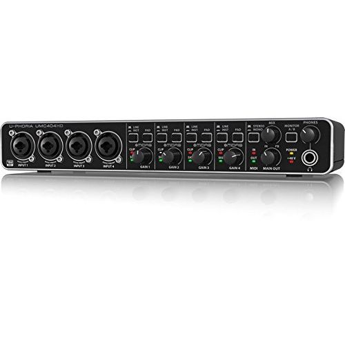  Behringer U-PHORIA UMC404HD USB 2.0 AudioMIDI Interface -INCLUDES- Blucoil Audio 10’ Balanced XLR Cable AND 5 Pack of Cable Ties