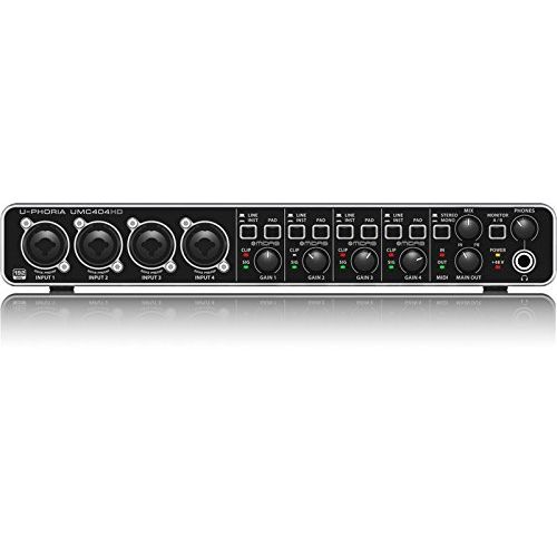  Behringer U-PHORIA UMC404HD USB 2.0 AudioMIDI Interface -INCLUDES- Blucoil Audio 10’ Balanced XLR Cable AND 5 Pack of Cable Ties