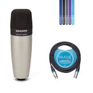 Samson C01 Hypercardioid Condenser Microphone for Studio Recording -INCLUDES- Blucoil 10-Fft XLR Cable AND 5-Pack of Velcro Cable Ties