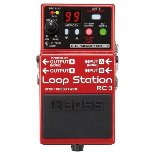  BOSS RC-3 Loop Station Stereo Recorder Pedal BUNDLED WITH Blucoil Power Supply Slim ACDC Adapter for 9 Volt DC 670mA, 2 Pack of Pedal Patch Cables AND 4 Celluloid Guitar Picks