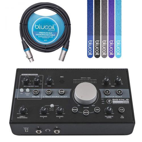  Mackie Big Knob Studio 3x2 Monitor ControllerUSB Audio Interface 24bit 192kHz -INCLUDES- Traktion Software, Blucoil 10-Ft XLR Cable (Male-to-Female) AND 5-Pack of Cable Ties