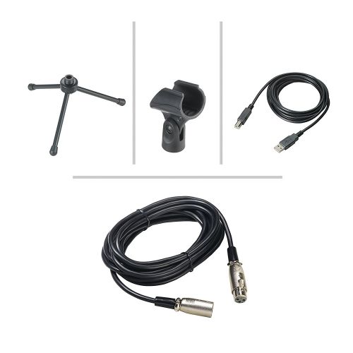  Audio Technica AT2005USB Dynamic Cardioid Microphone with USBXLR Outputs Bundle with Blucoil Pop Filter and 10-Ft XLR Cable